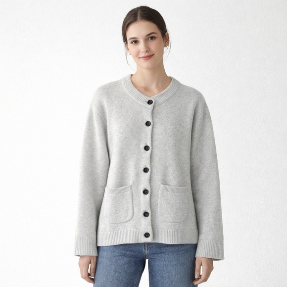 Modern Citizen Sweaters - Modern Citizen Eames Organic Cotton And Wool Cardigan Sweater 1X Gray